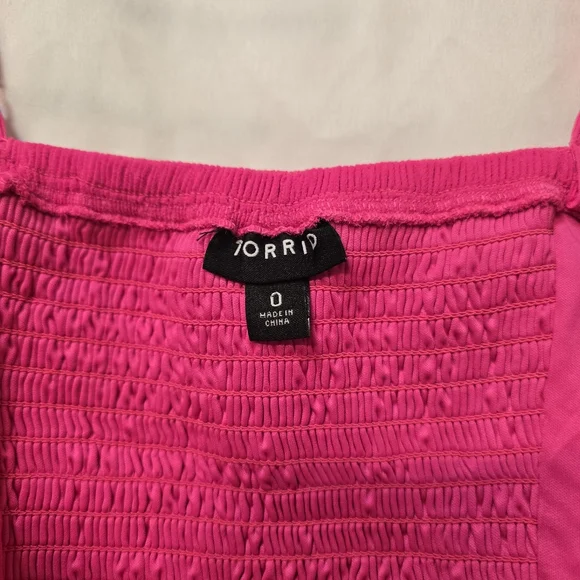 Torrid Neon Pink Peplum Chiffon Midi Cami Tank Top‎ Size 0 (Large/12) - Picture 7 of 8